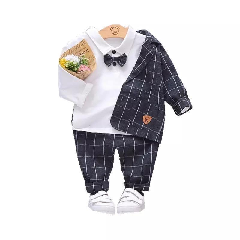3 Sets Infant Formal Gentleman Suits White Black