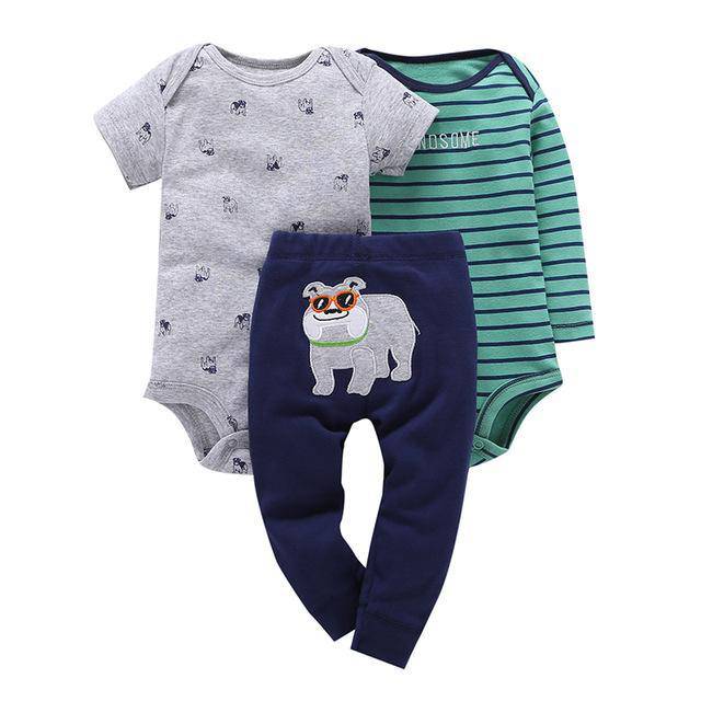 3pcs Infant Purple Owl Coat Jumpsuit Sets Green White Navy