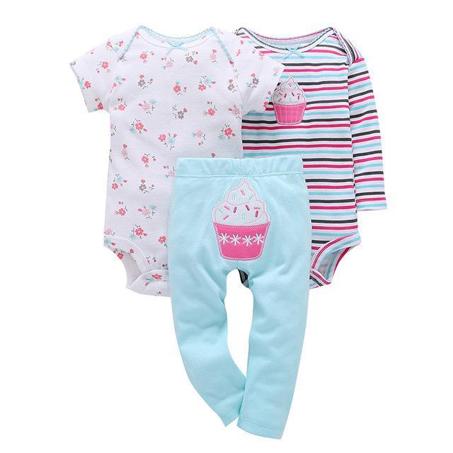 3pcs Infant Purple Owl Coat Jumpsuit Sets White Blue Pink