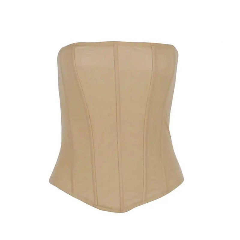 Women Sleeveless Corset Tank Top Streetwear Khaki