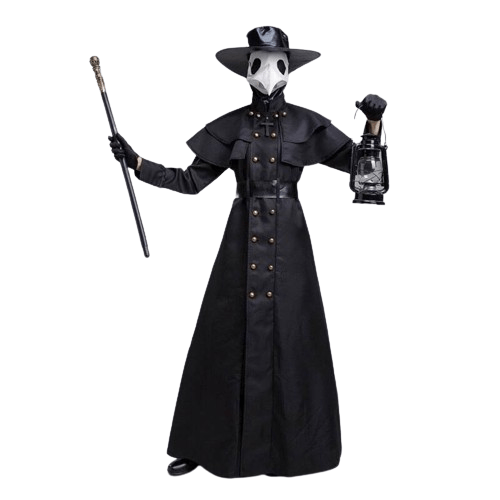 Children Dark Dungeon Hero Crow Mouth Plague Doctor Costume Black walkstick lamp