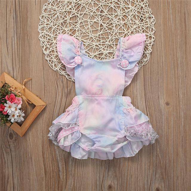 Adorable Baby Girl Romper Ruffles Jumpsuit Pink