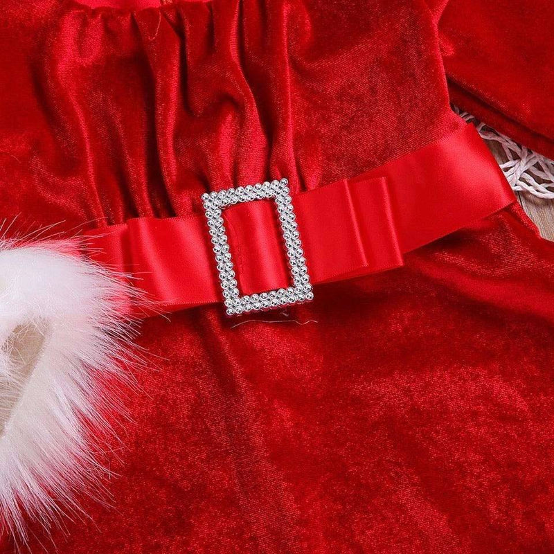 Adorable Princess Red Christmas Flannel Dress