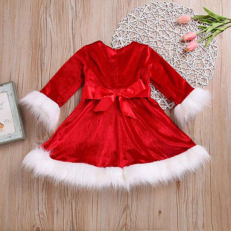 Adorable Princess Red Christmas Flannel Dress