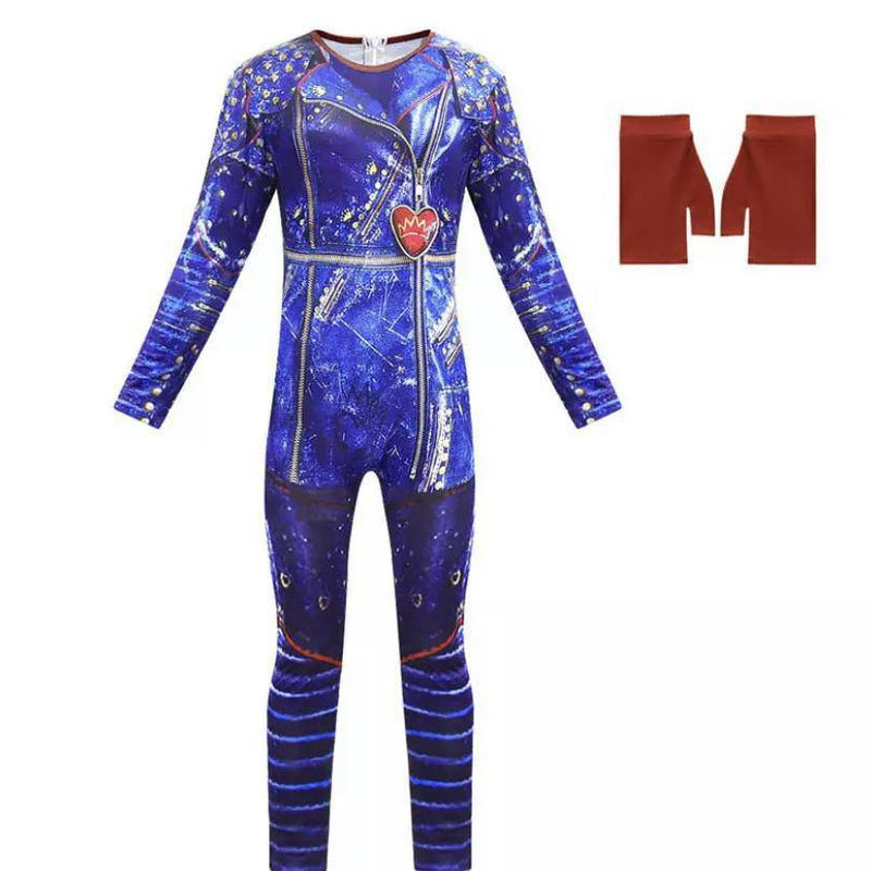 Anilnc Descendants 3 Evie Girls Halloween costume Blue gloves