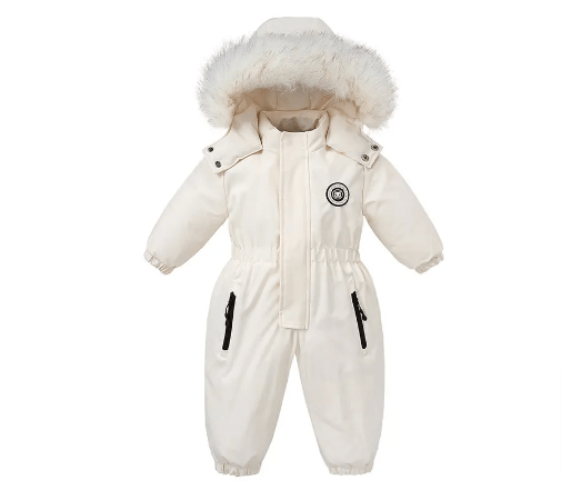 Infant Overalls Waterproof Ski Suit Plus Velvet White