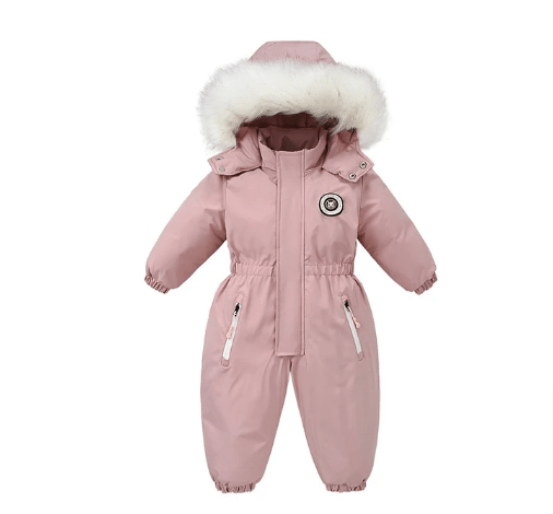 Infant Overalls Waterproof Ski Suit Plus Velvet Pink