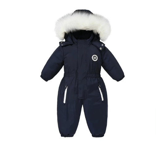 Infant Overalls Waterproof Ski Suit Plus Velvet Darkblue
