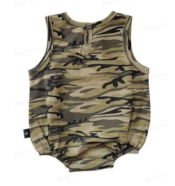 Baby Girl Sleeveless Army Green Bodysuit Clothes