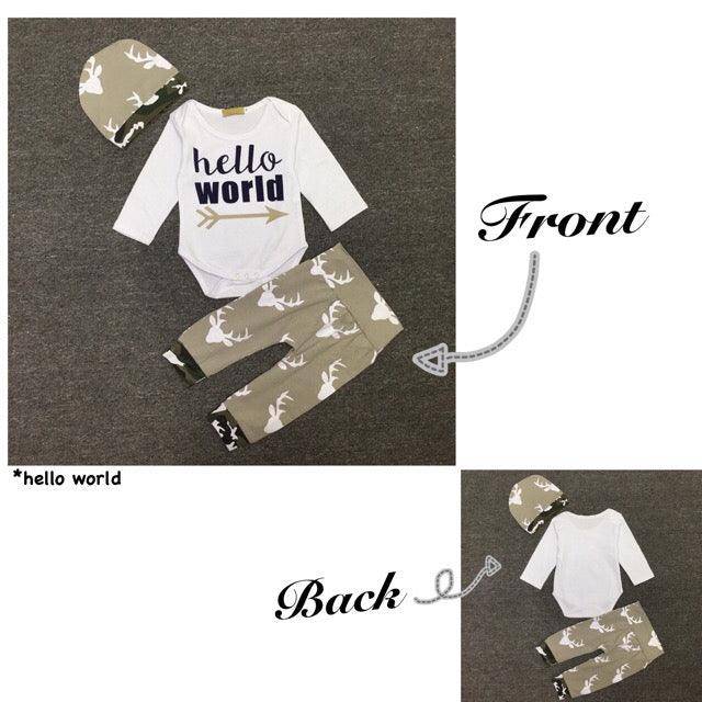 Baby Boy Beanie Onesie Pants Outfit Clothes Grey