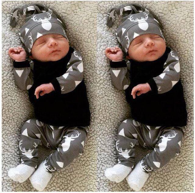 Baby Boy Beanie Onesie Pants Outfit Clothes
