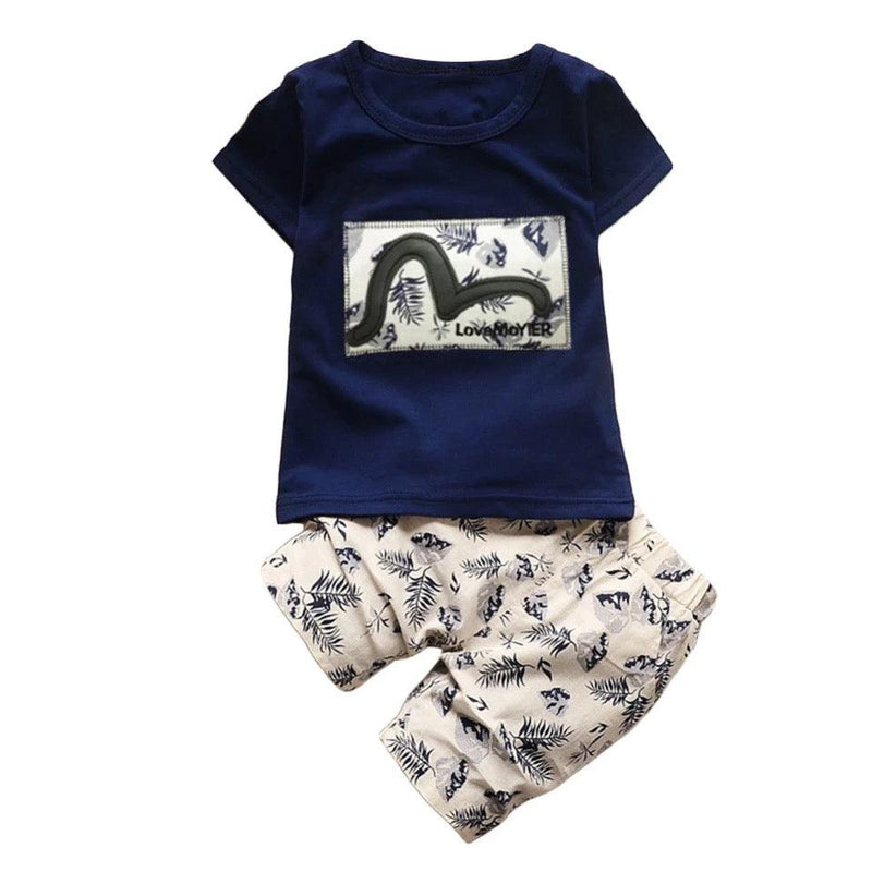 Baby Boy Design Short Sleeve T-Shirt Outfit Clothes Navy Blue