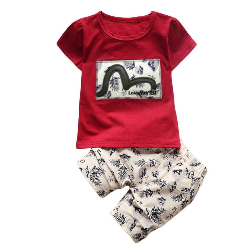 Baby Boy Design Short Sleeve T-Shirt Outfit Clothes Red