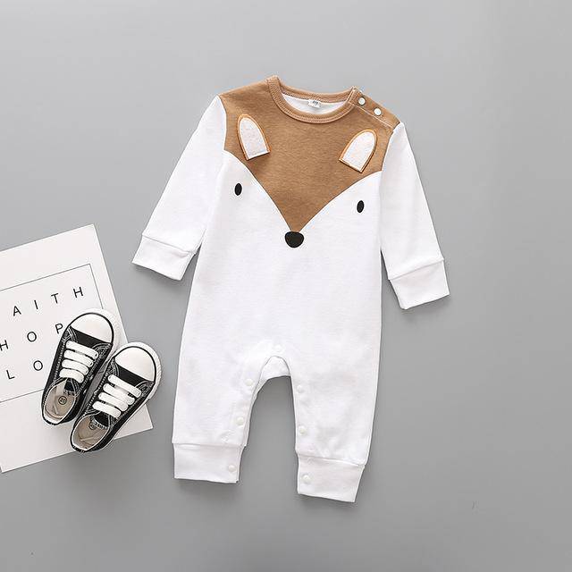 Baby Boy Girl Animal Romper White