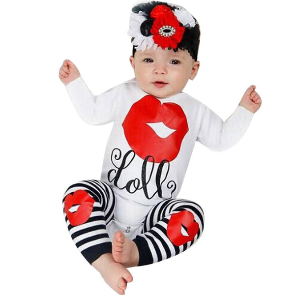 Baby Boy Girl Cute Lip Print Tops Romper