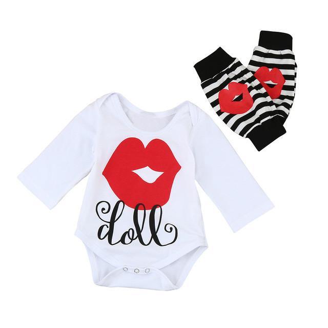 Baby Boy Girl Cute Lip Print Tops Romper White
