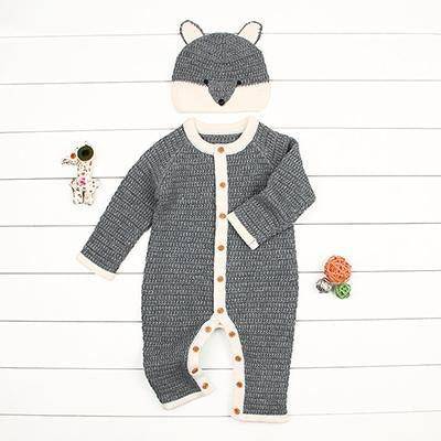 Baby Boy Girl Hoodie Fox Jumpsuit Grey