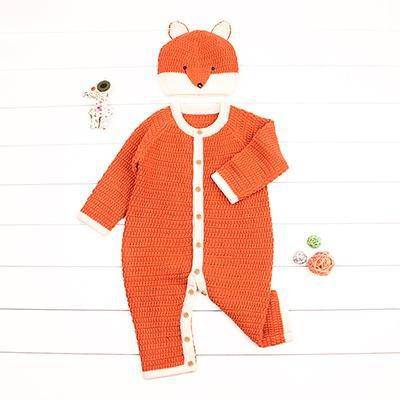 Baby Boy Girl Hoodie Fox Jumpsuit Orange