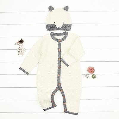 Baby Boy Girl Hoodie Fox Jumpsuit White