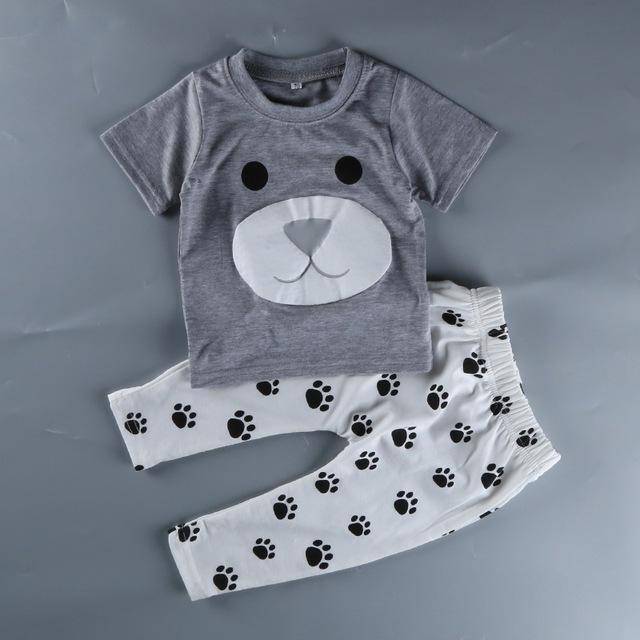 Baby Boy Girl Mama Boy T Shirt Heart Pants Grey White