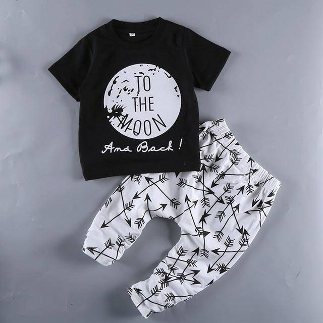Baby Boy Girl Mama Boy T Shirt Heart Pants Black