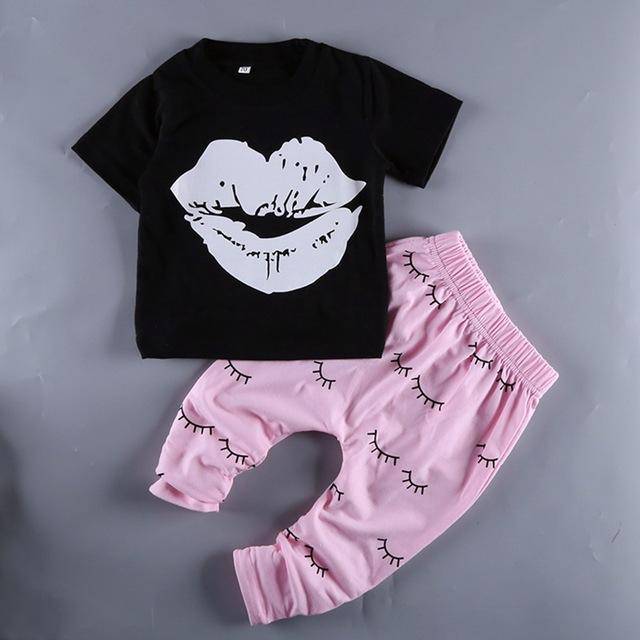 Baby Boy Girl Mama Boy T Shirt Heart Pants Pink Black