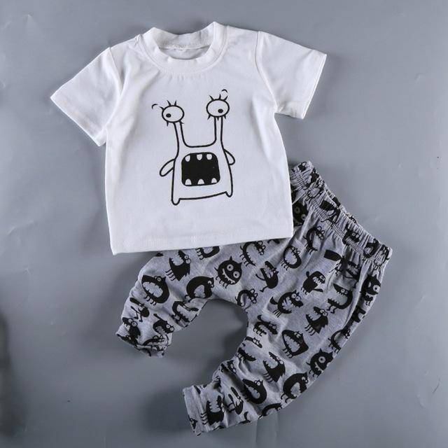 Baby Boy Girl Mama Boy T Shirt Heart Pants White Grey
