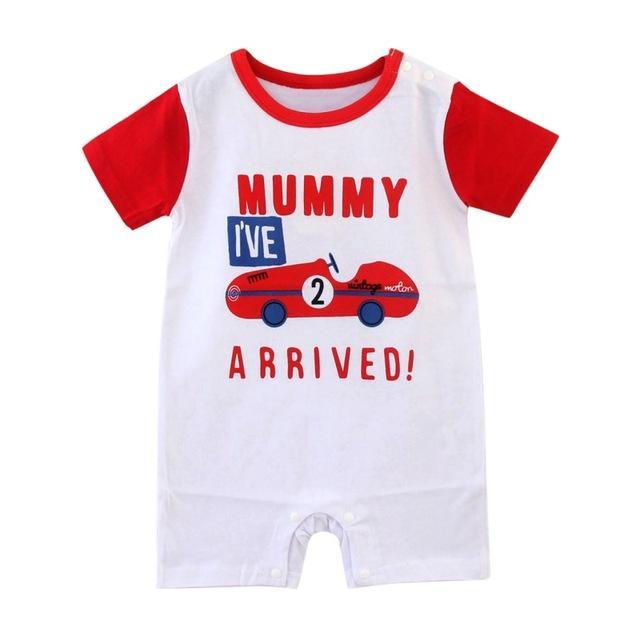 Baby Boy Girl Romper Gray One Piece Jumpsuit Red White