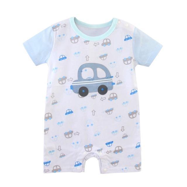 Baby Boy Girl Romper Gray One Piece Jumpsuit White car