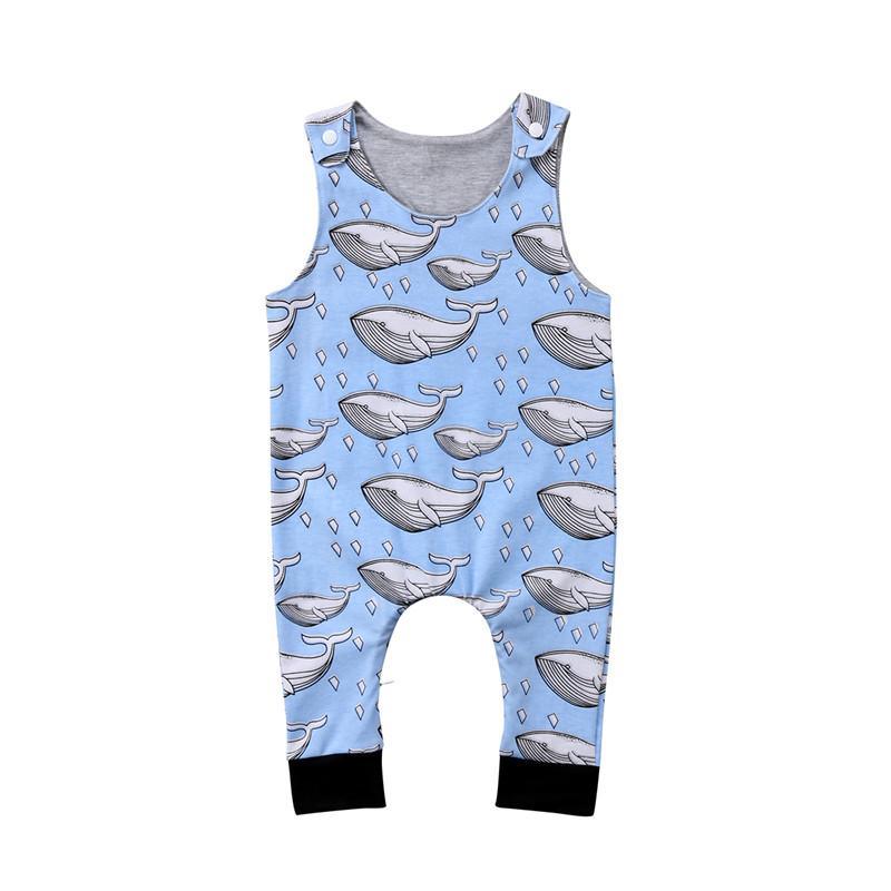 Baby Boy Girl Romper Whale Print Jumpsuit
