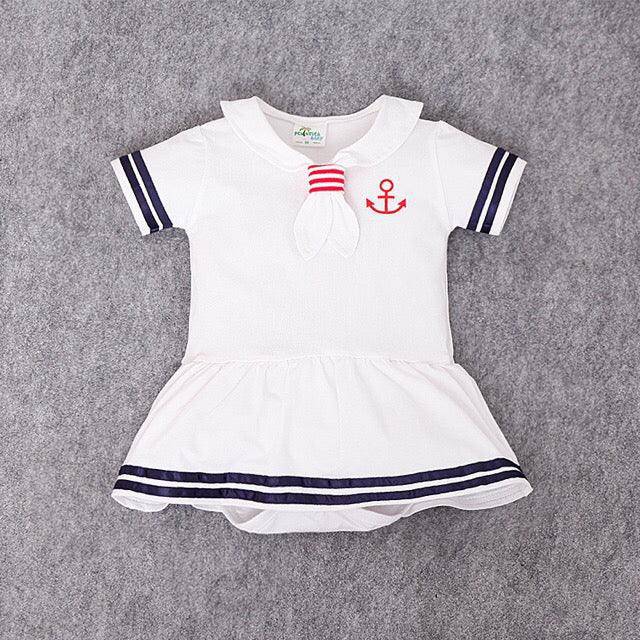 Baby Boy Girl Sailor Romper Dress Outfit White