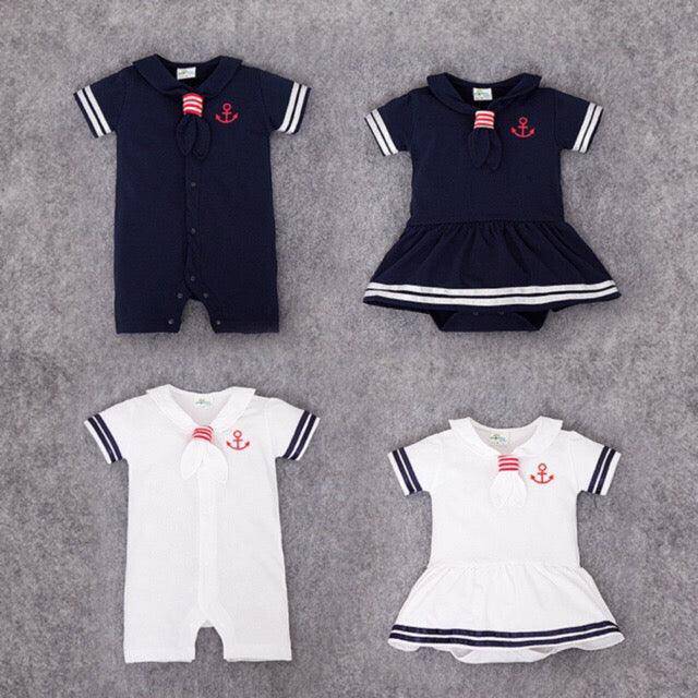 Baby Boy Girl Sailor Romper Dress Outfit