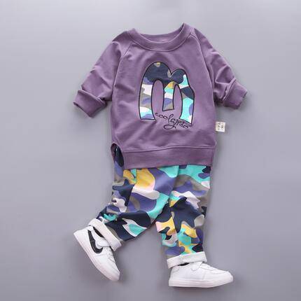Baby Boy Girl Warm Camouflage Tracksuit Pant Purple