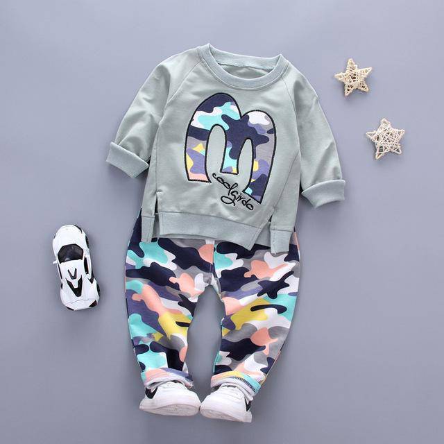 Baby Boy Girl Warm Camouflage Tracksuit Pant Army Green