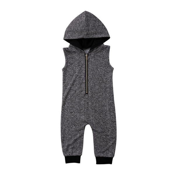 Baby Boy Hooded Sleeveless Jumpsuit Black