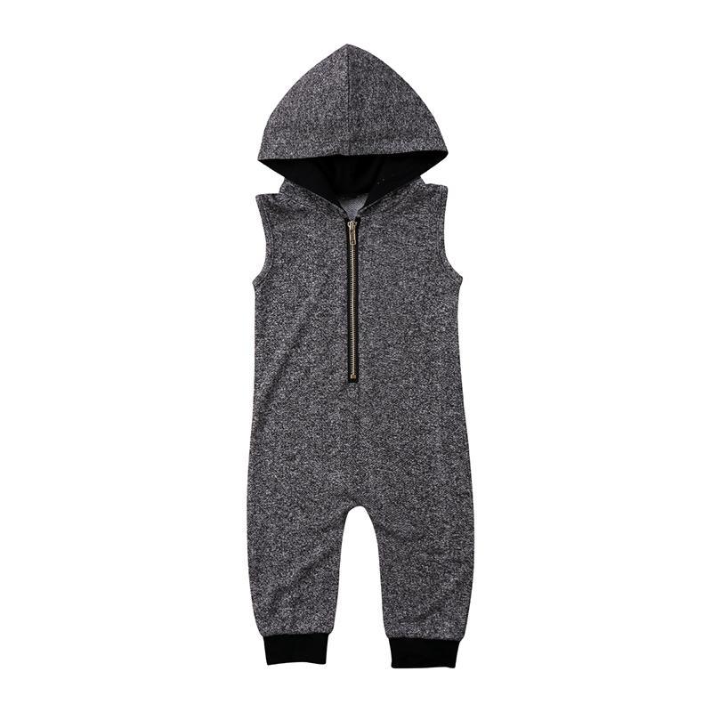Baby Boy Hooded Sleeveless Jumpsuit Black