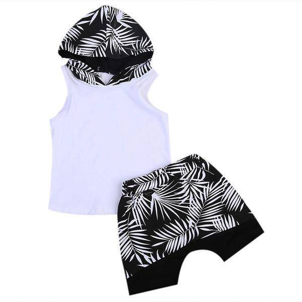Baby Boy Hoodie T-Shirt Tops Shorts Outfit White