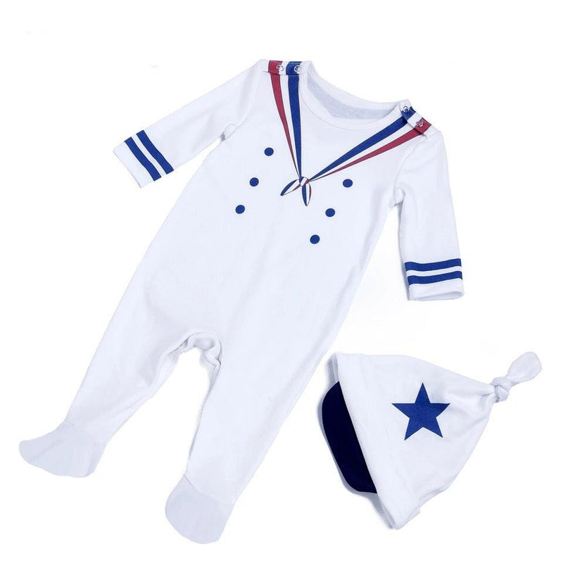Baby Boy Navy Sailor Bodysuit Clothes White