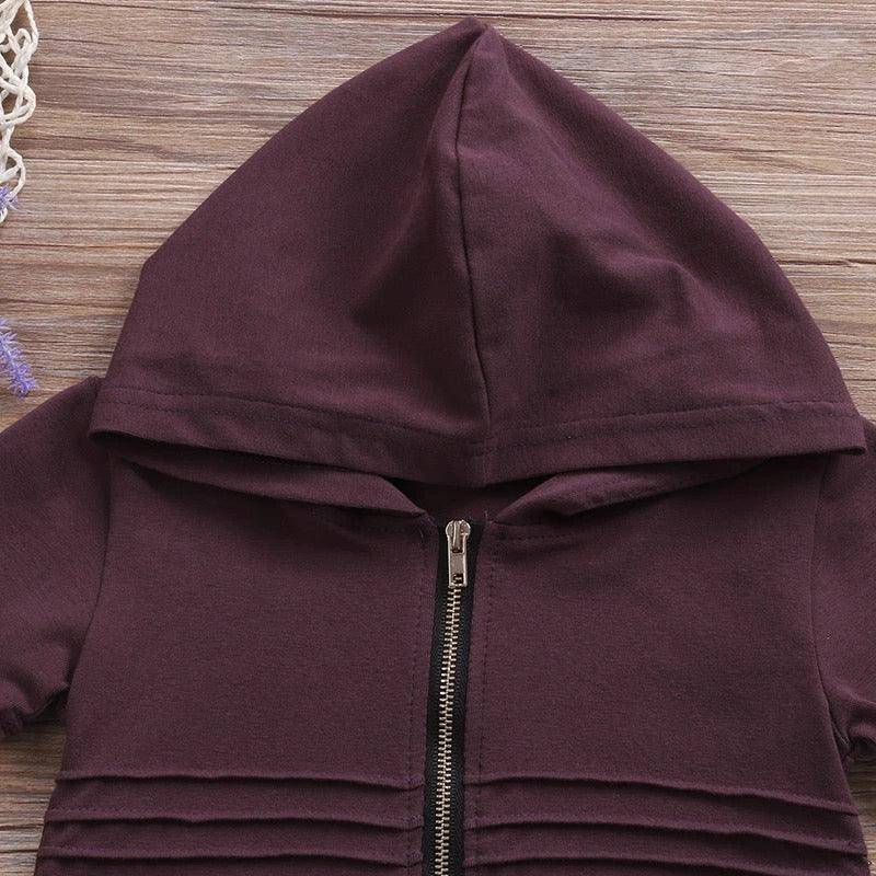 Baby Boy Romper Short Sleeve Hooded Zipper Jumpsuit Clothes