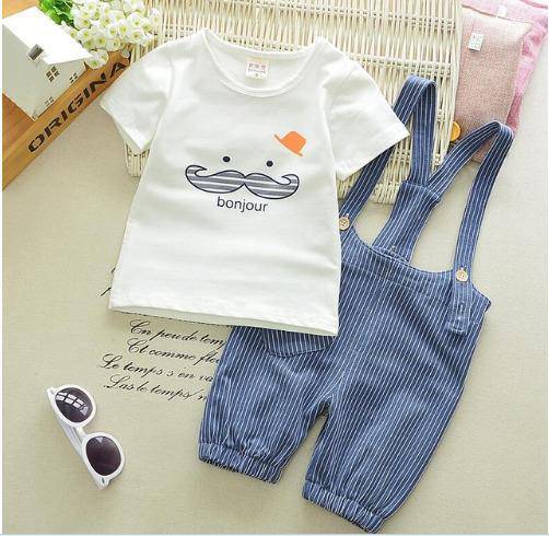 Baby Boys Beard T Shirt Jumper Straps biue