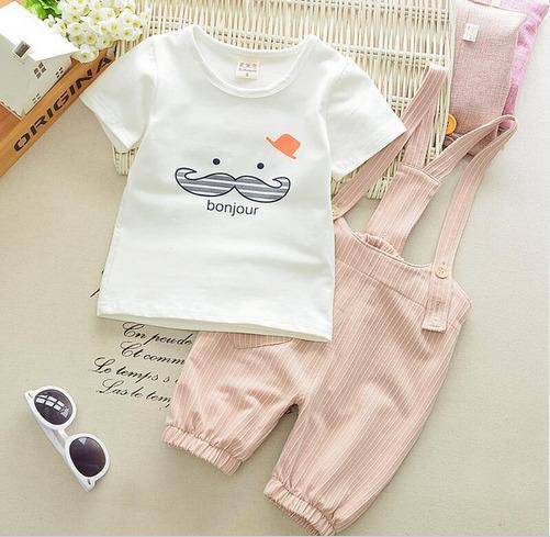 Baby Boys Beard T Shirt Jumper Straps pink
