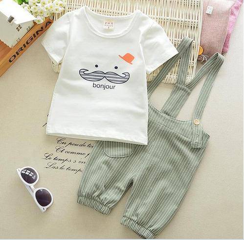 Baby Boys Beard T Shirt Jumper Straps green