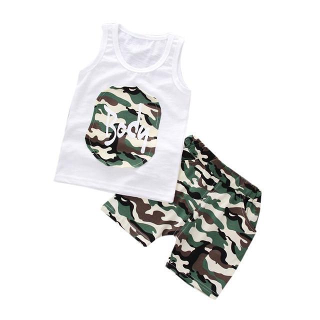 Baby Boys Camouflage Vest Pant White