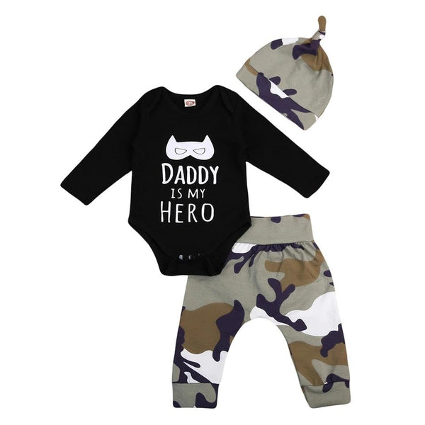 Baby Boys Daddy Is My Hero Tops Jumpsuit Black