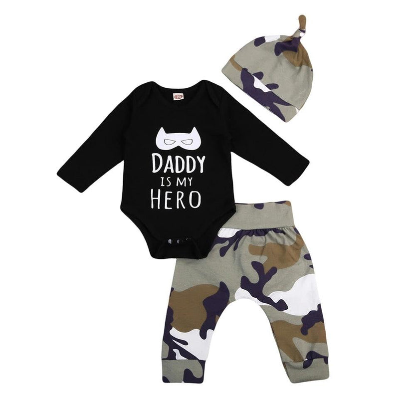 Baby Boys Daddy Is My Hero Tops Jumpsuit Black