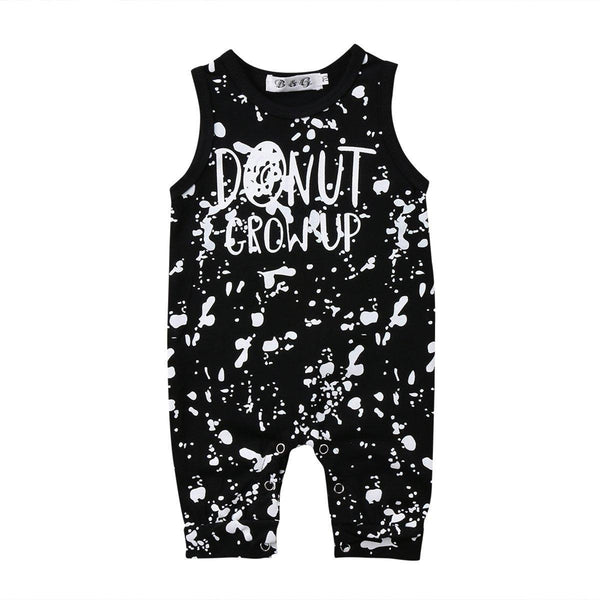 Baby Boys Girl Black Donut Grow Up Romper