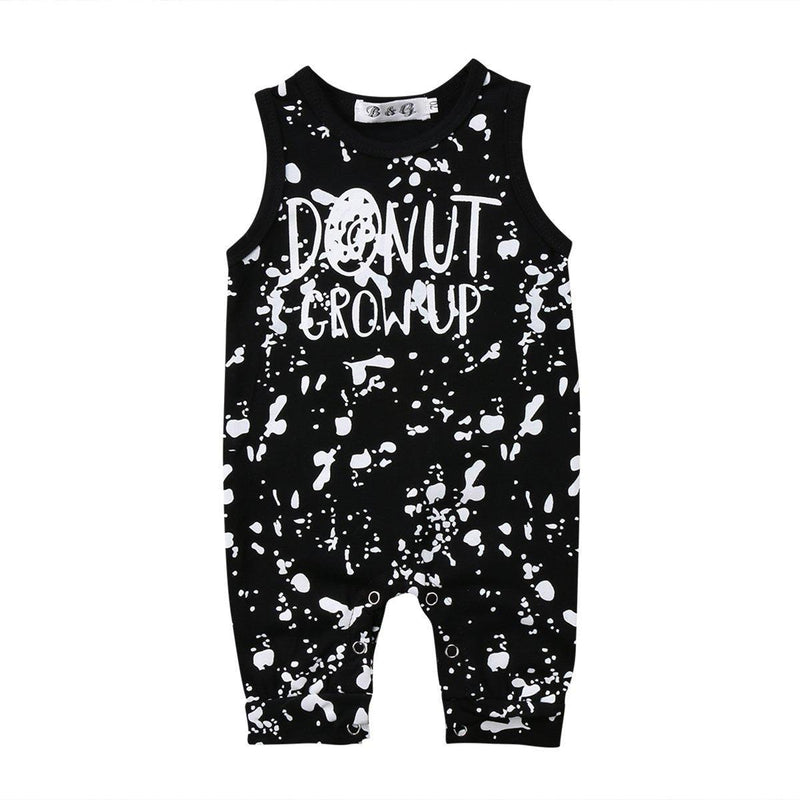 Baby Boys Girl Black Donut Grow Up Romper