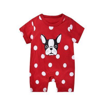 Baby Boys Girls Cotton Dog Romper Red
