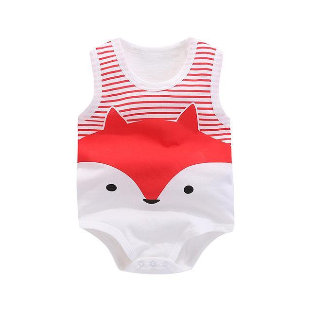 Baby Boys Girls Romper Cartoon Cat Red White