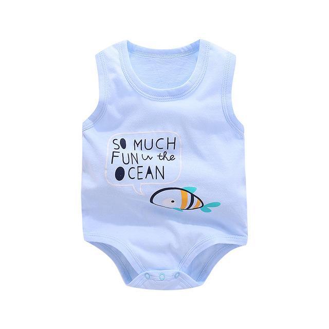 Baby Boys Girls Romper Cartoon Cat Blue